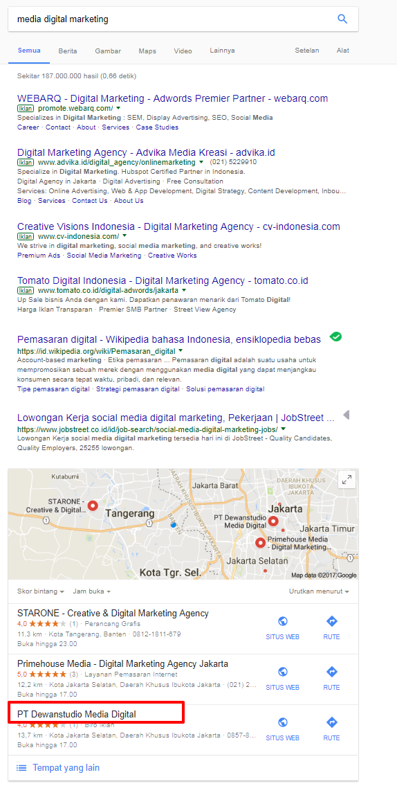 media digital marketing Penelusuran Google